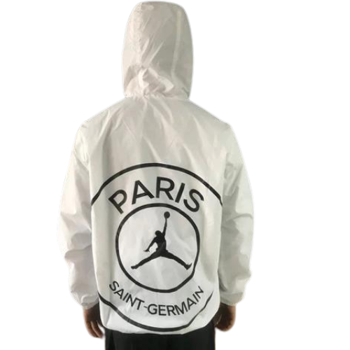 WHITE ZIP-UP WINDBREAKER JACKET PSG X JORDAN 2021/22