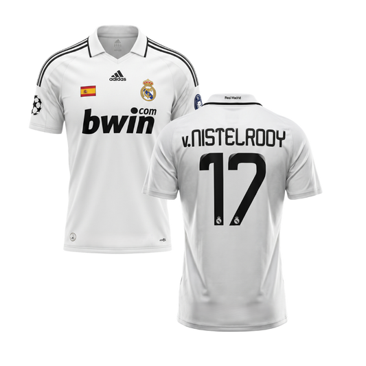 REAL MADRID 2008/09 RETRO SHIRT NISTELROOY PERSONALISATION