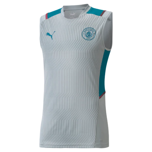 White Sleeveless Manchester City Training Shirt 2021/22