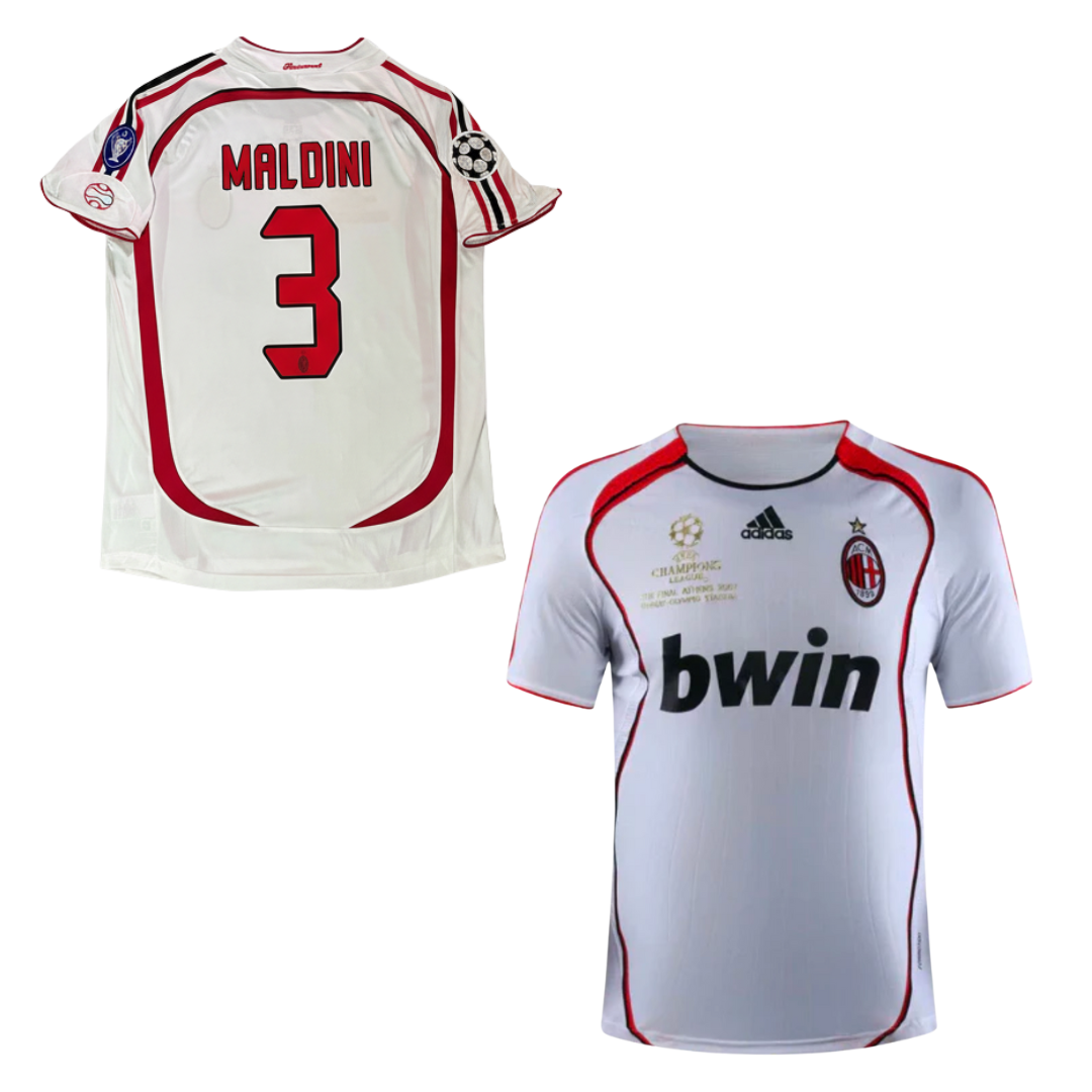 HISTORIC AC MILAN AWAY SHIRT CHAMPIONS LEAGUE FINAL 2006-2007 + MALDINI 3