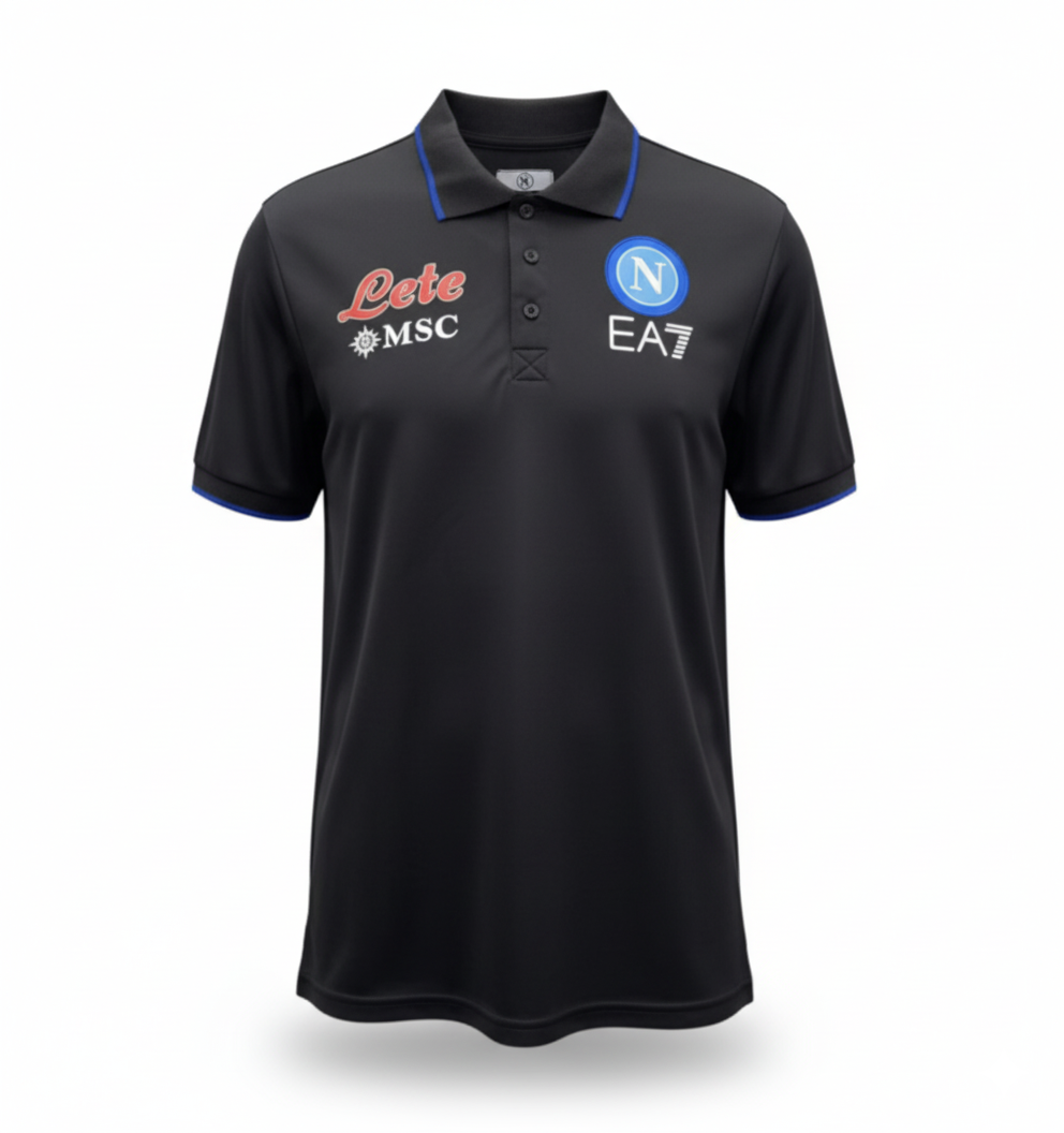 BLACK SHORT-SLEEVE POLO NAPOLI 2023