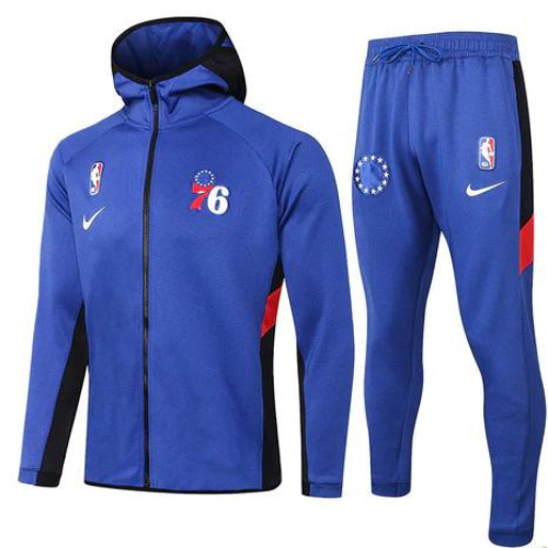 ZIP HOODED JACKET KIT + BLUE PHILADELPHIA 76ERS TRACKSUIT 2021/22