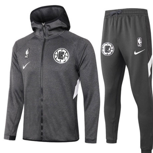 ZIP HOODED JACKET KIT + GREY NBA LA CLIPPERS TRACKSUIT 2021/22