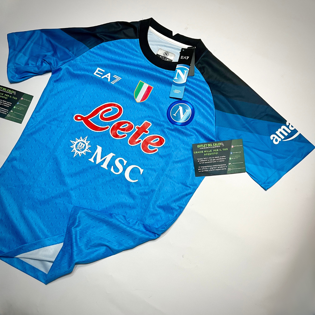 Napoli Home Shirt 2022/23 with Scudetto Patch, Serie A Patch and Upbit Patch