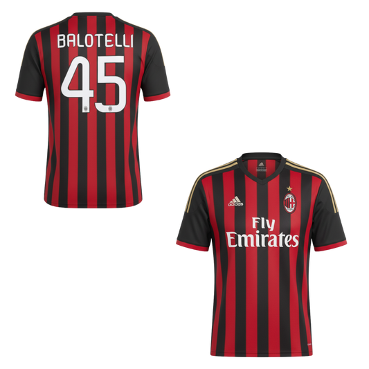 AC MILAN HISTORIC HOME SHIRT 2013-2014 + BALOTELLI 45