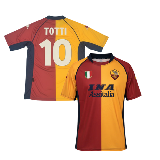 Retro AS Roma Shirt 2001/2002 + TOTTI 10 + CHAMPIONS PATCH INCLUDED