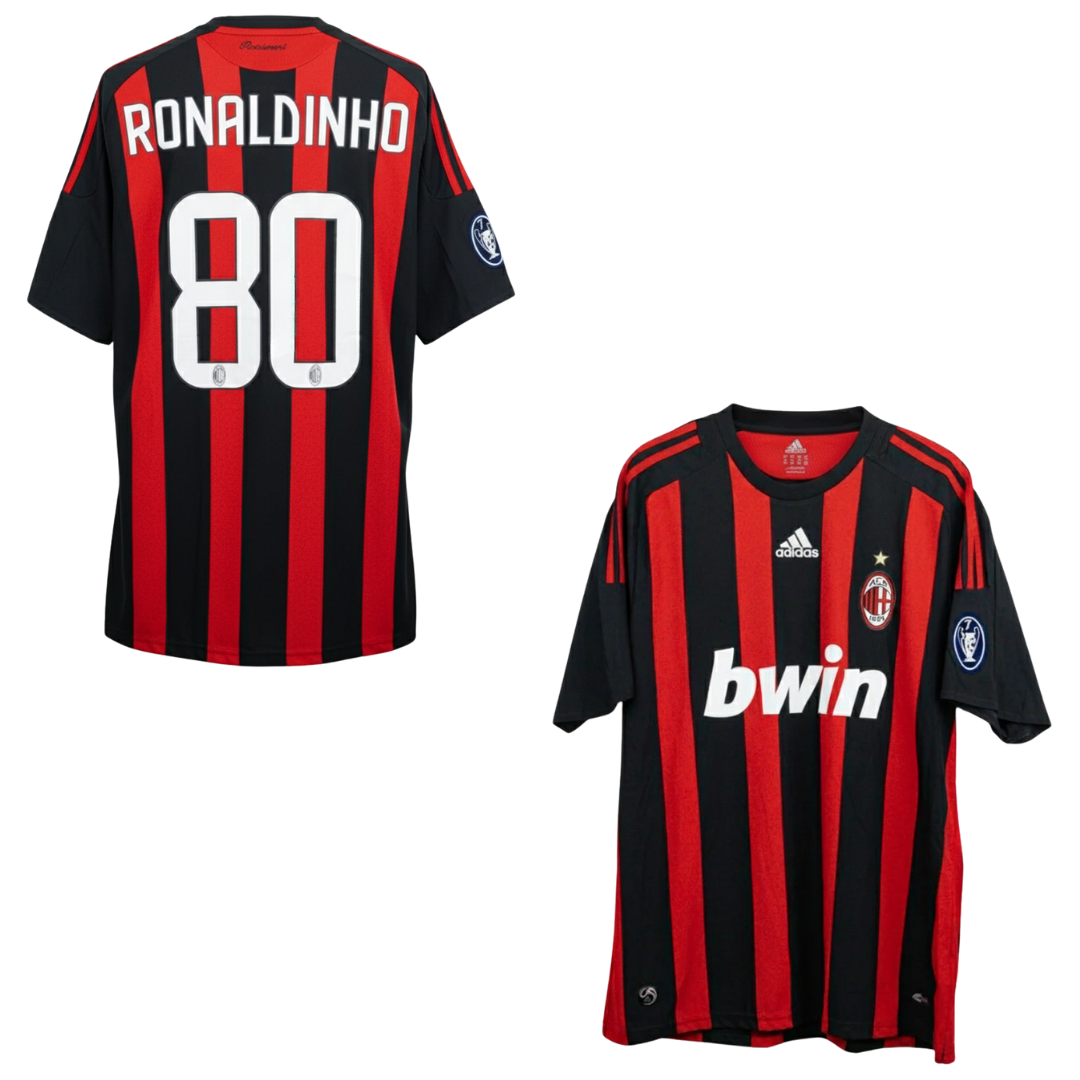 AC MILAN CLASSIC HOME SHIRT 2008-2009 + RONALDINHO 80