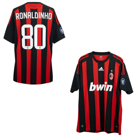 AC MILAN CLASSIC HOME SHIRT 2008-2009 + RONALDINHO 80