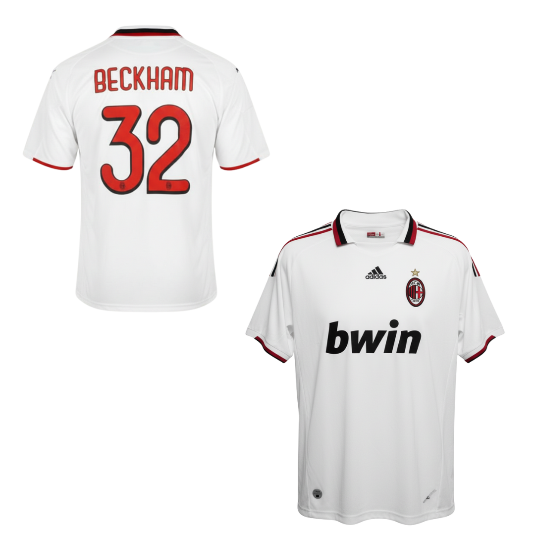 HISTORIC AC MILAN AWAY LEAGUE SHIRT 2008-2009 + BECKHAM 32