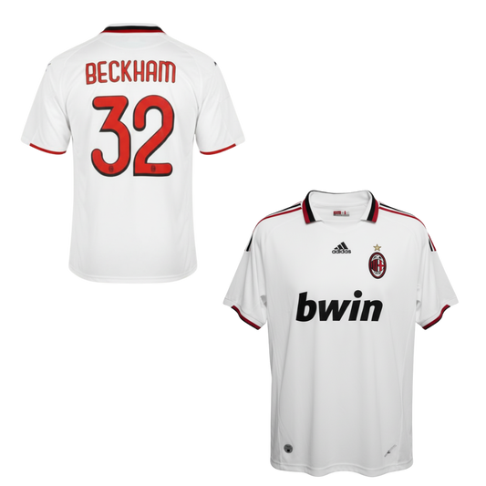 HISTORIC AC MILAN AWAY LEAGUE SHIRT 2008-2009 + BECKHAM 32