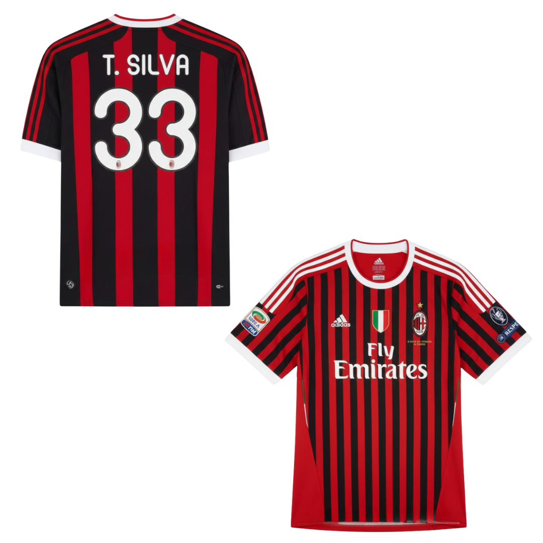 CLASSIC AC MILAN HOME SHIRT 2011-2012 + T.SILVA 33
