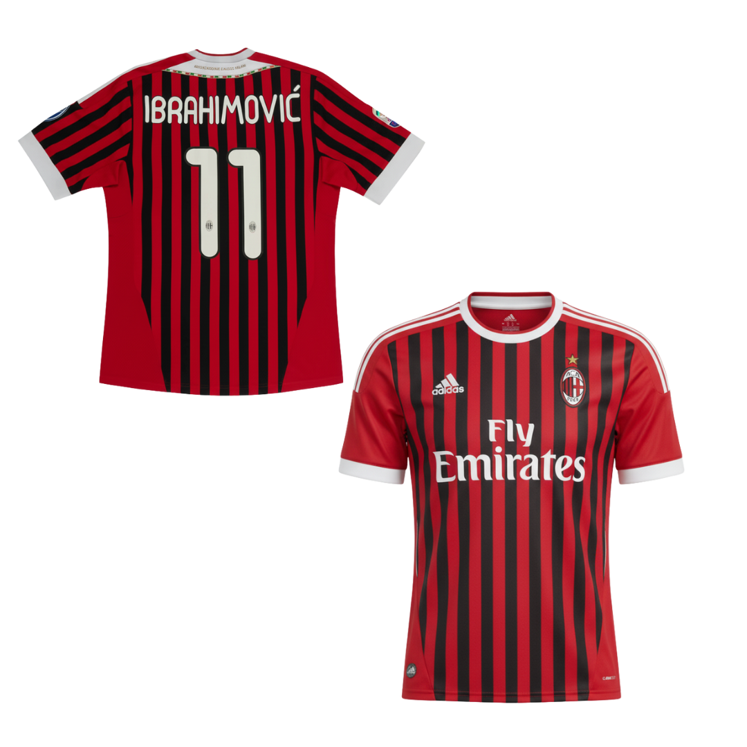 HISTORIC AC MILAN HOME SHIRT 2011-2012 + IBRAHIMOVIC 11