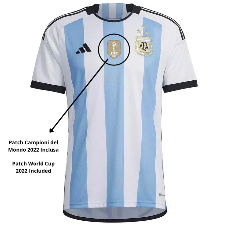Argentina Shirt (3 Stars with Messi Signature & Special Number Patch) 2022/23 (National Teams)
