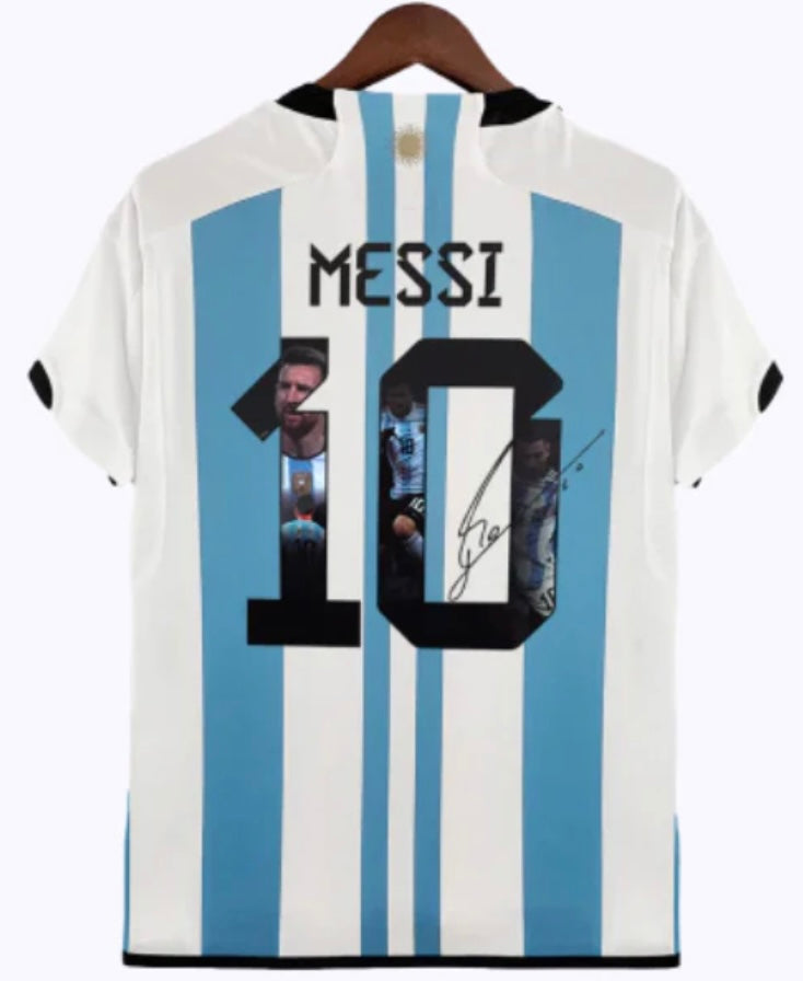 Argentina Shirt (3 Stars with Messi Signature & Special Number Patch) 2022/23 (National Teams)